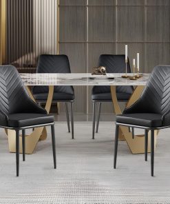 PU Leather Dining Chairs Set of 4 Modern Upholstered Weaved High Back Armless Side Chair